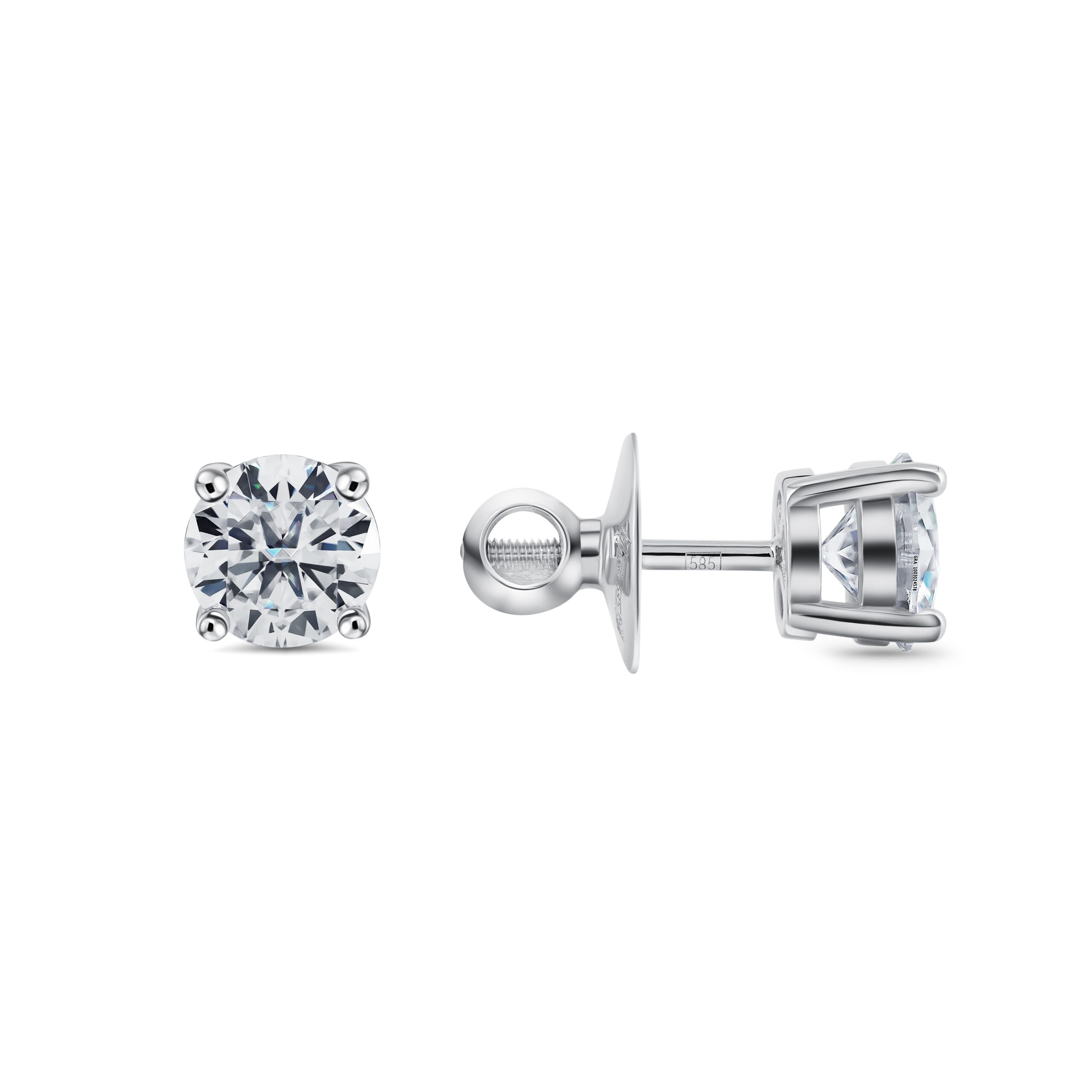 Серьги пусеты с  бриллиантами по 1ct