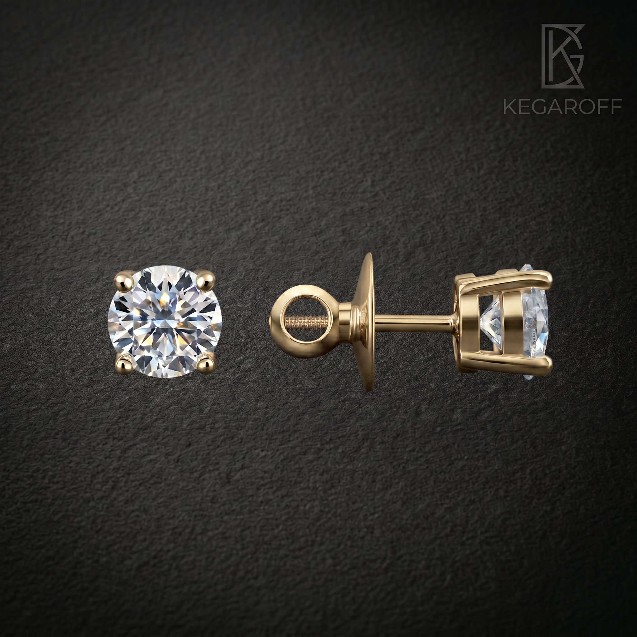 Серьги пусеты с  бриллиантами по 1ct