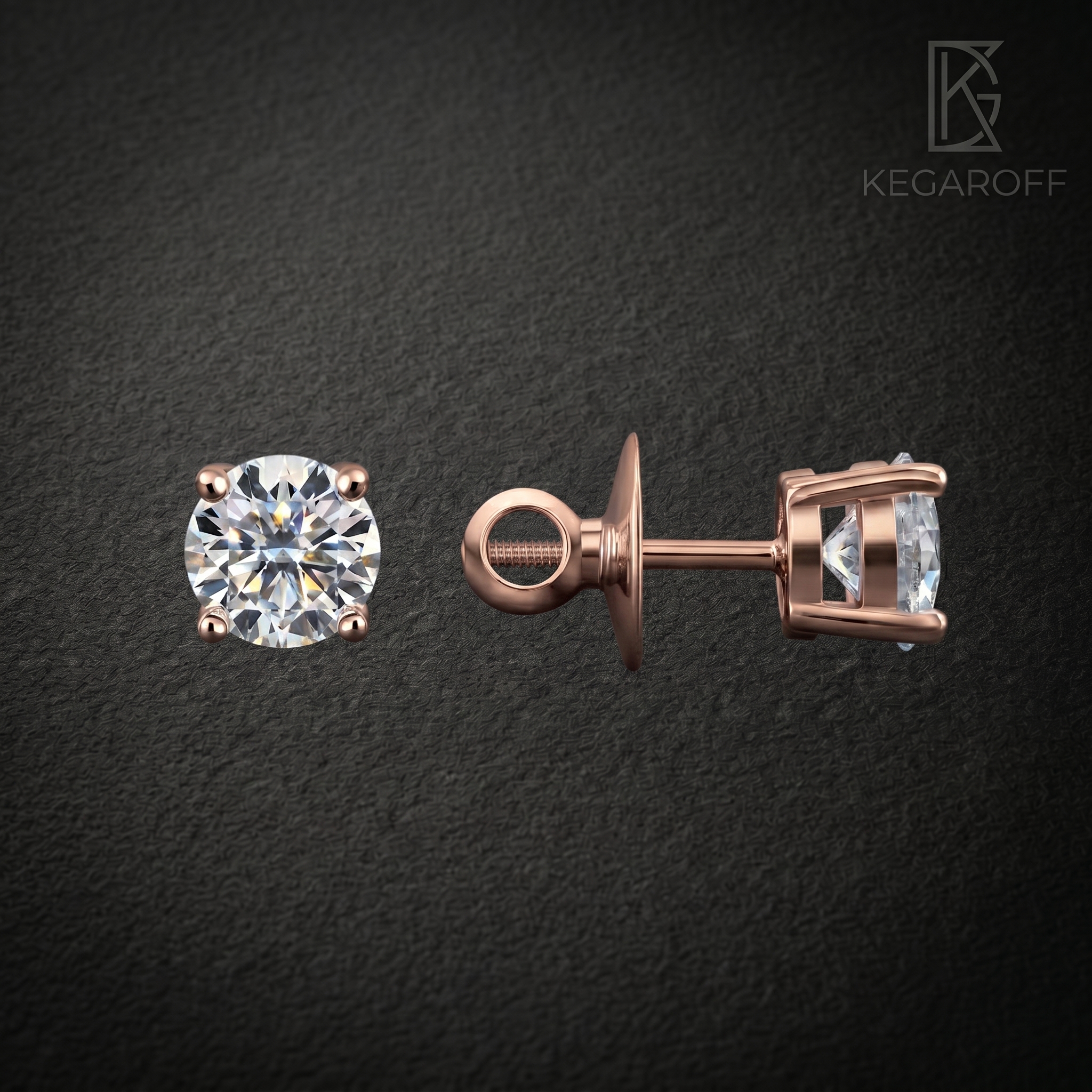 Серьги пусеты с  бриллиантами по 1ct