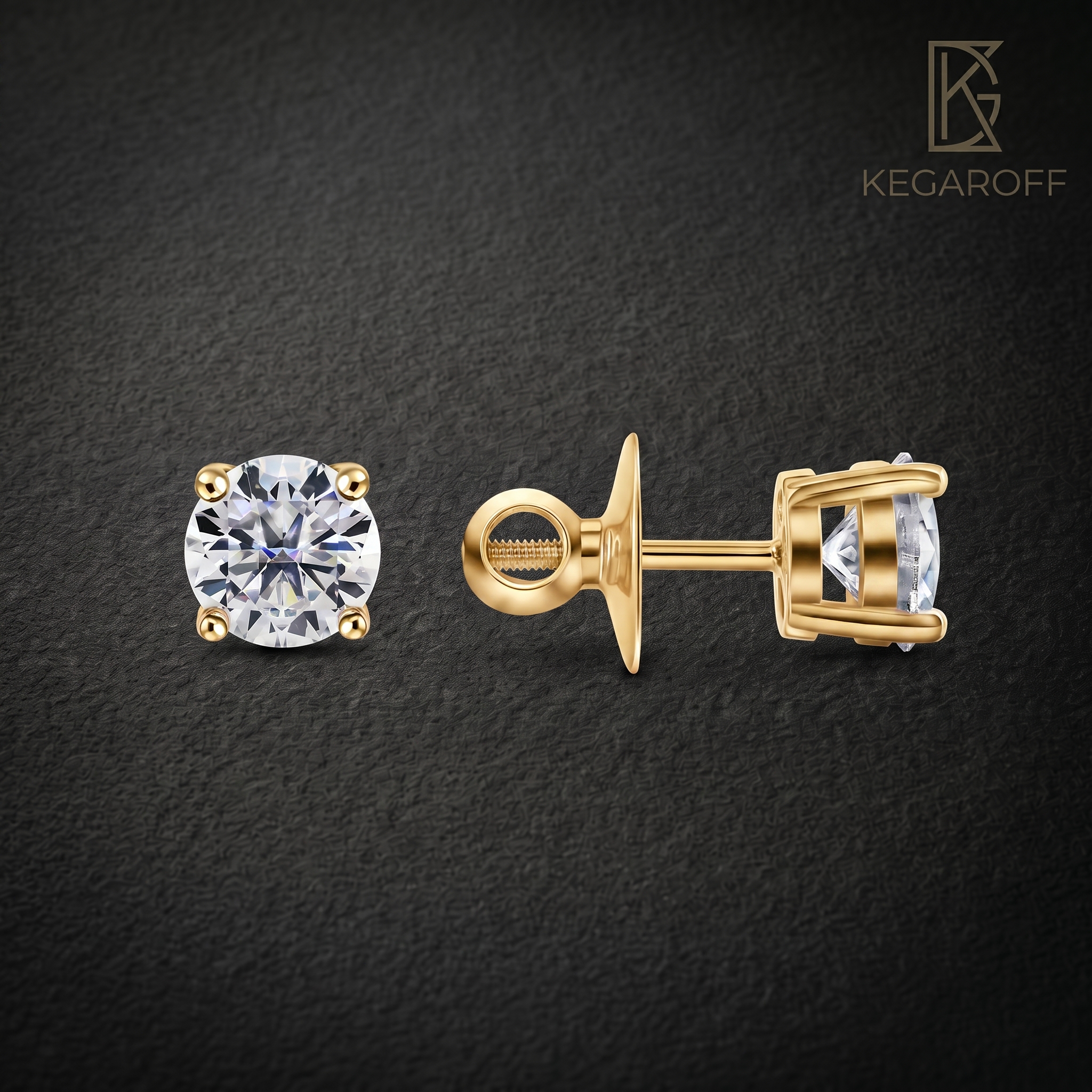 Серьги пусеты с  бриллиантами по 0,5ct