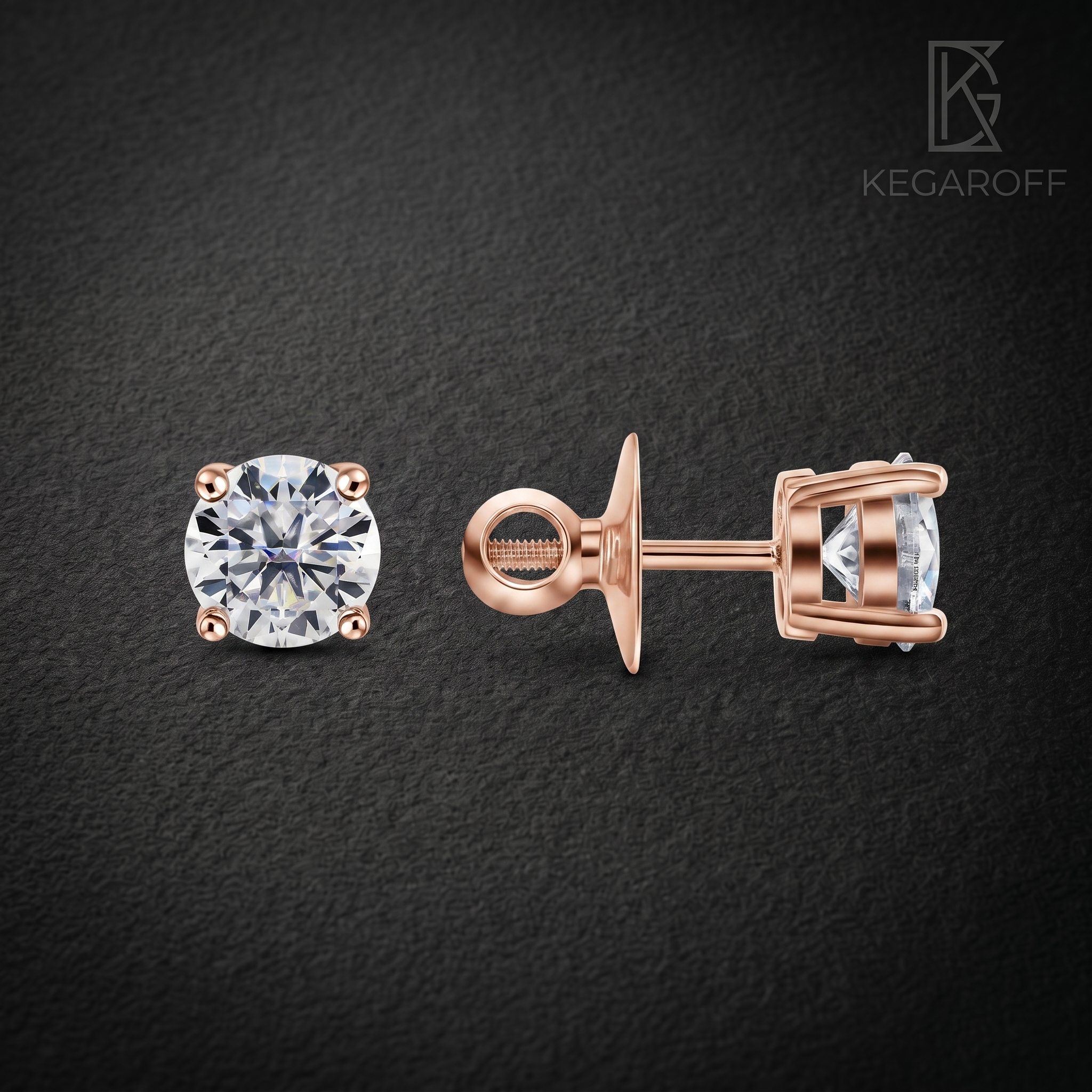 Серьги пусеты с  бриллиантами по 0,5ct