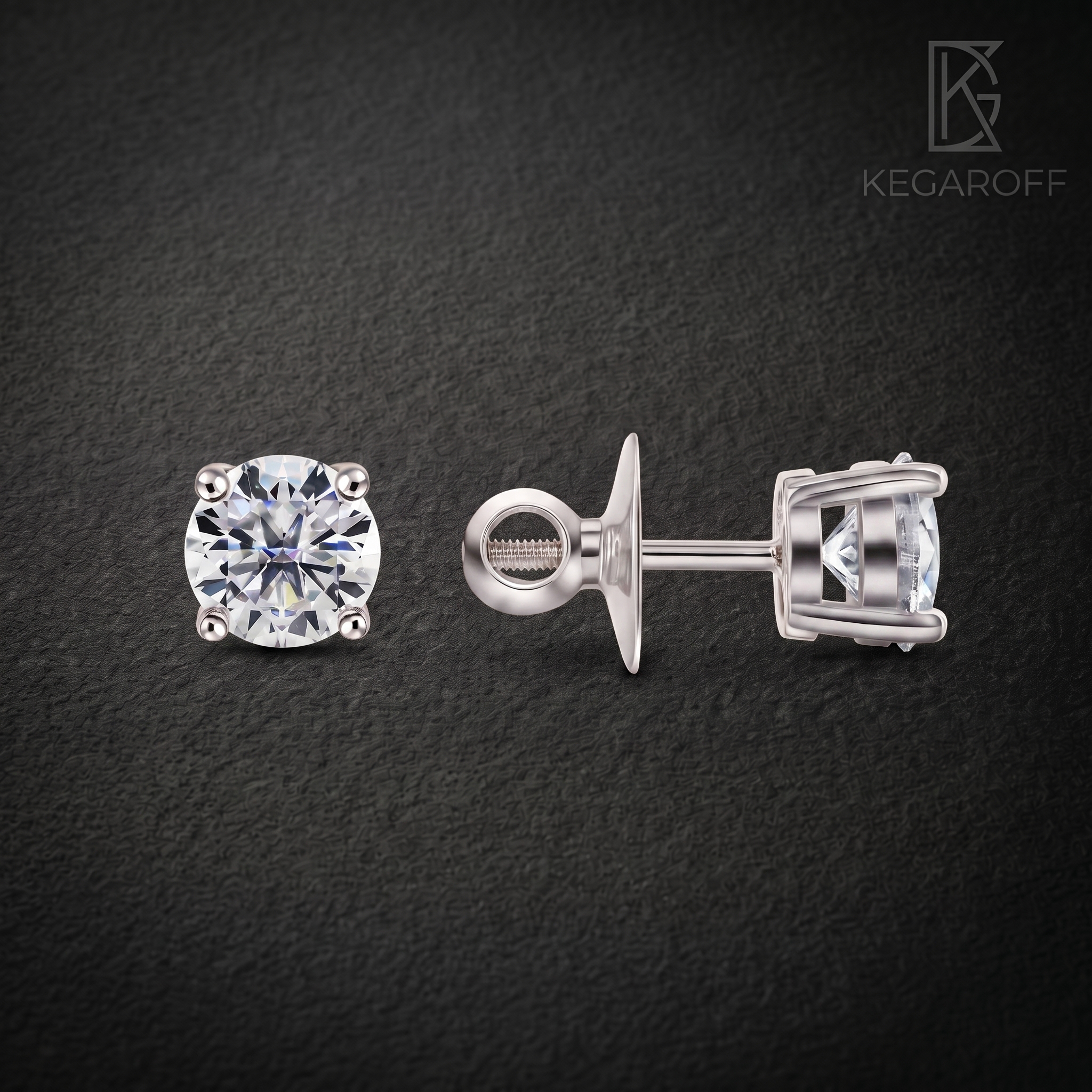 Серьги пусеты с  бриллиантами по 0,5ct